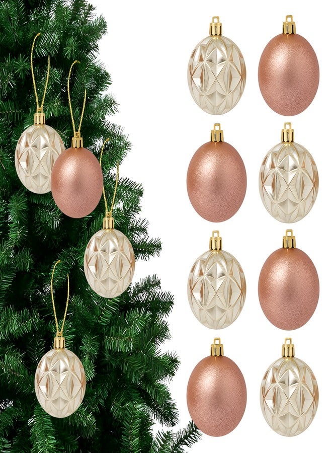 Toyshine Set of 8 Christmas Decorative Hanging Balls in Rose Gold and Golden Finish | Hanging Ornaments Each of 5cm for Xmas Tree Home & Theme Party Décor - Image 1